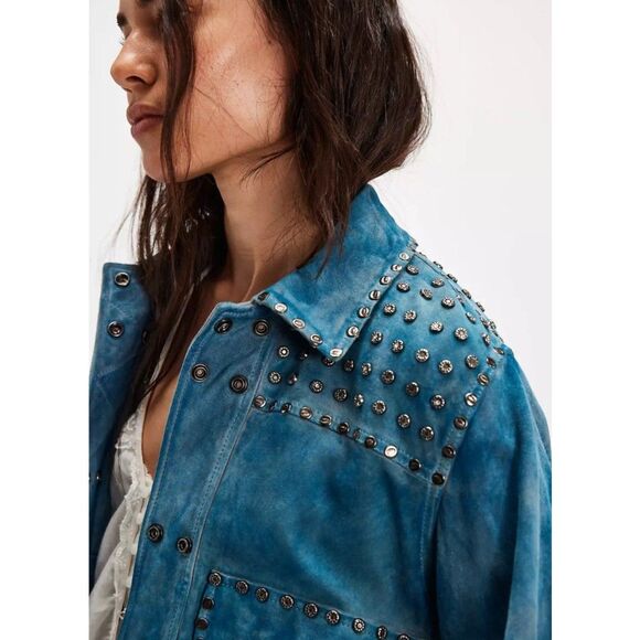 NWT We The Free Suzy Studded Suede Jacket Small - Picture 11 of 11